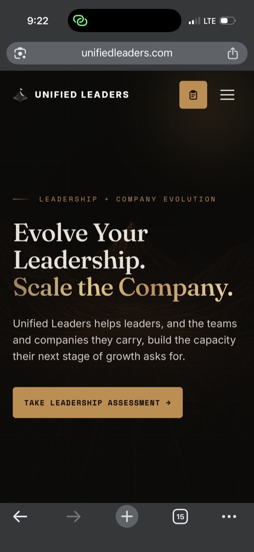 Unified Leaders — mobile homepage